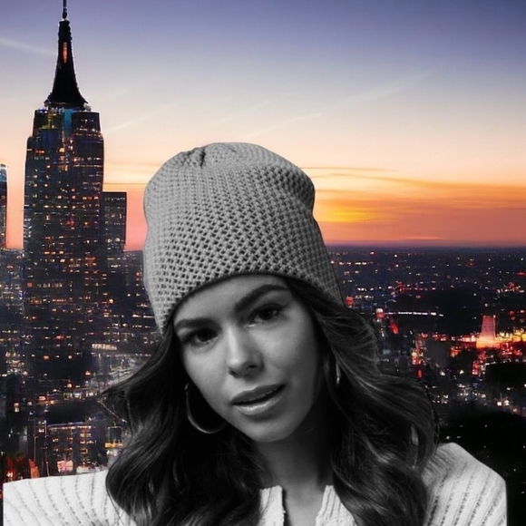 New Women’s Beanie Hat VICI Cloud Beanie Grey Double Layered Knit Hat Trendy Hat - Picture 1 of 4